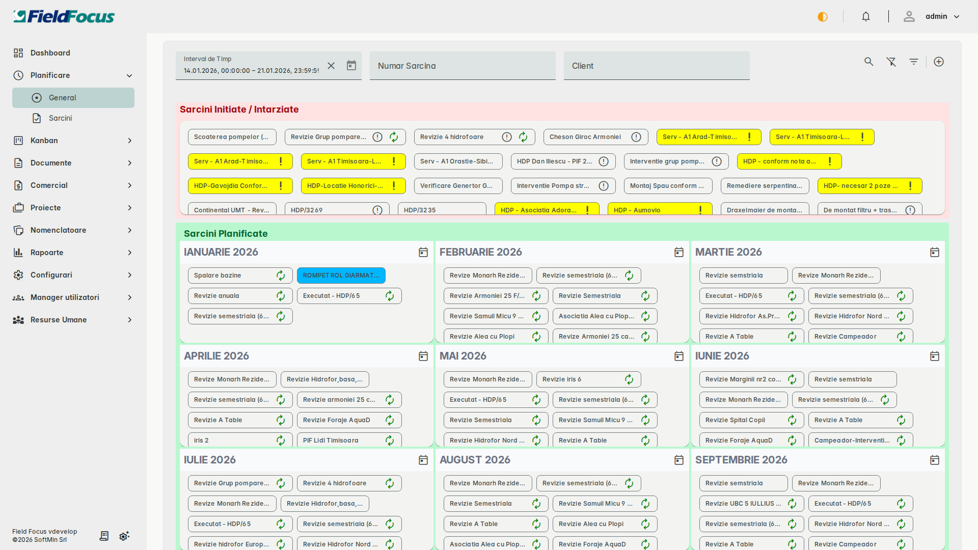 Lista sarcinilor în vizualizare tabel