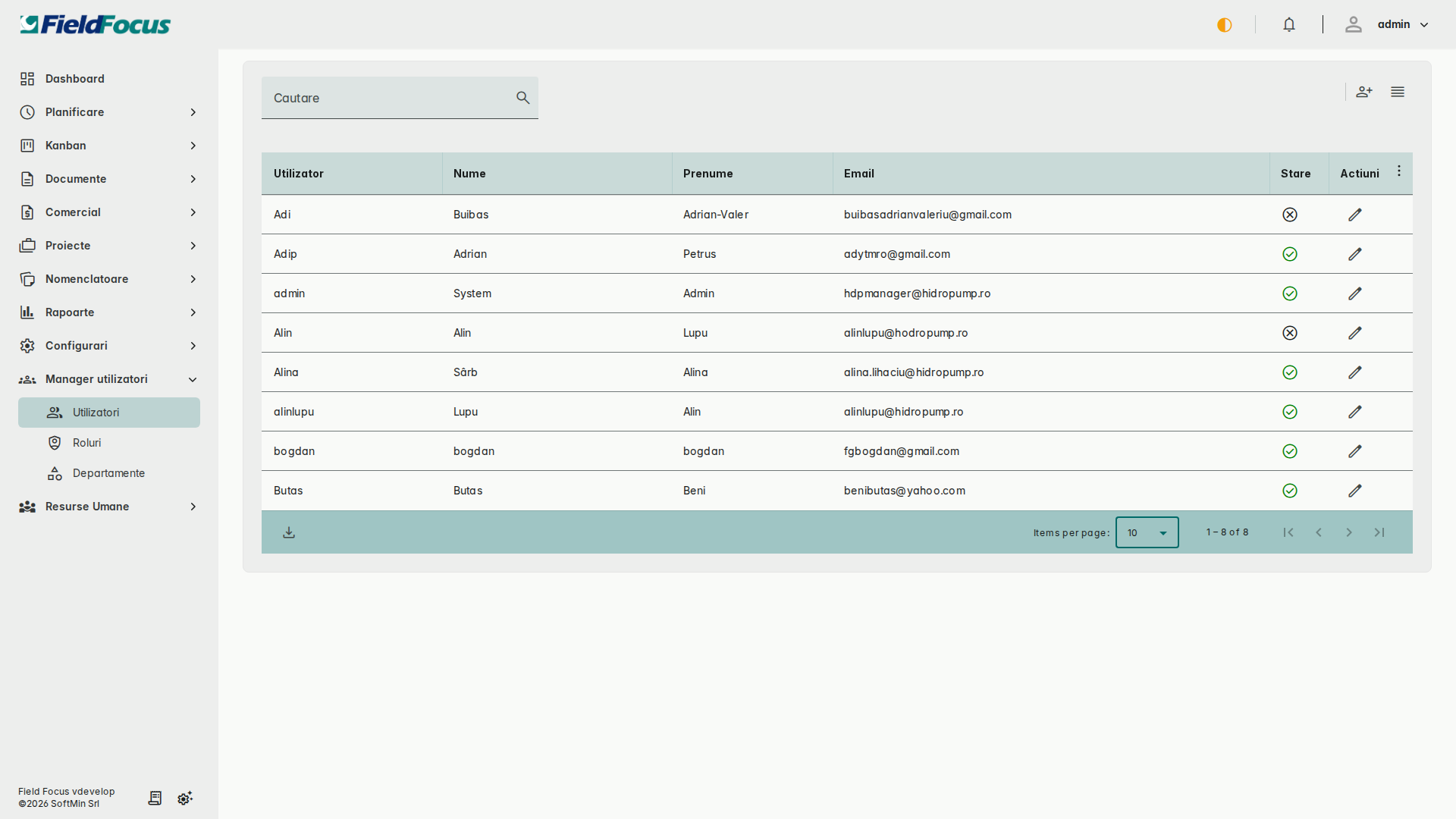 Lista utilizatorilor